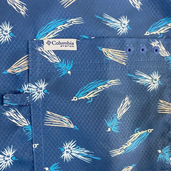 Columbia PFG Mens Fishing Super Slack Tide Camp Shirt 3XT Blue Lure Print NWT - Picture 12 of 12